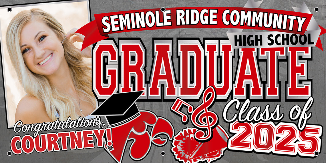 Graduation Banner - 13 ounce vinyl Banner w/ Grommets for Hanging