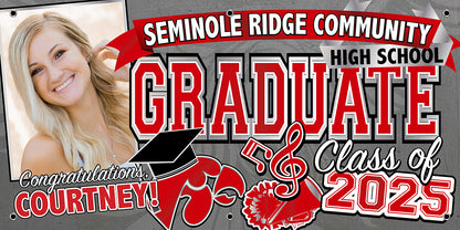Graduation Banner - 13 ounce vinyl Banner w/ Grommets for Hanging