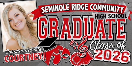 Graduation Banner - 13 ounce vinyl Banner w/ Grommets for Hanging