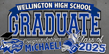 Graduation Banner - 13 ounce vinyl Banner w/ Grommets for Hanging