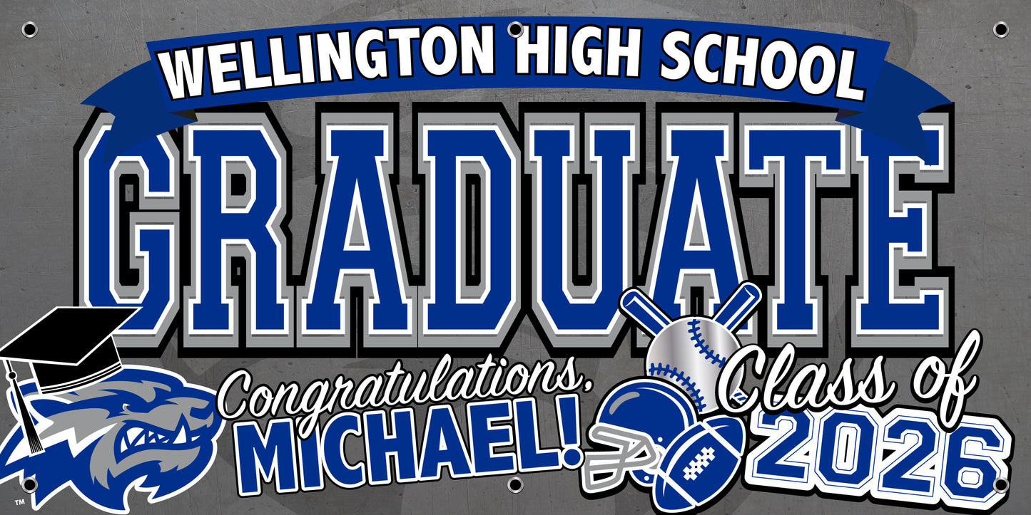 Graduation Banner - 13 ounce vinyl Banner w/ Grommets for Hanging