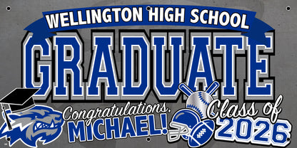 Graduation Banner - 13 ounce vinyl Banner w/ Grommets for Hanging