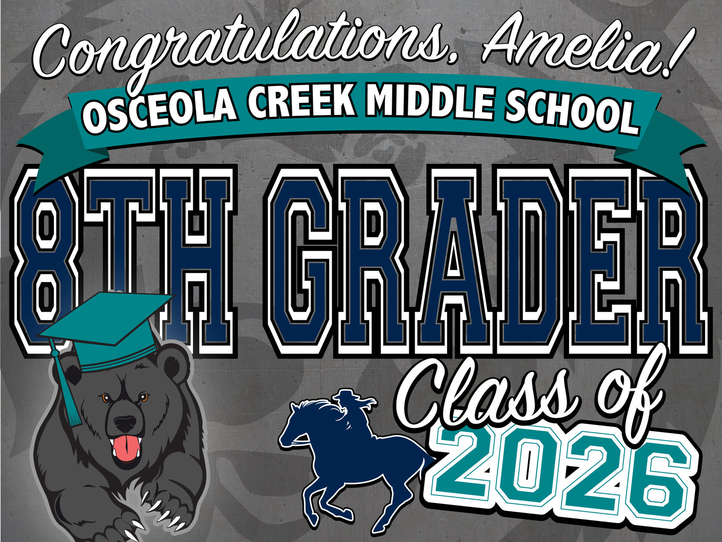 Class of 2026 Grad Sign - Full Color Yard Sign w/ Stand