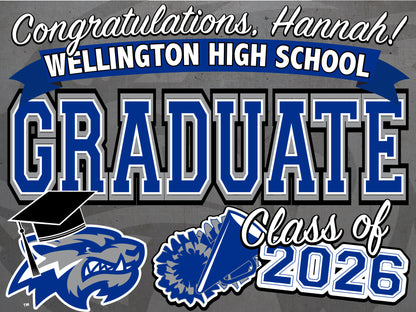 Class of 2026 Grad Sign - Full Color Yard Sign w/ Stand